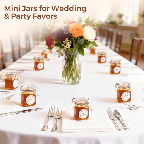 ComSaf Square Small Glass Spice Jars with Airtight Lids 4 oz 6 Pack Pantry | Honey herbs, Farmhouse pantry organization, Mini favor jars, Labels included, Funnel included, Kitchen storage, Snacks - size: 4oz*6