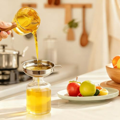 3PCS Stainless Steel Canning Funnel, 5.8in Large Funnel Wide Mouth with 2.2in Spout, Versatile Kitchen Funnels for Filling Bottles, Fits Oil, Jam, Honey & Flour, Canning Accessories
