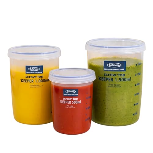 Set of 3, Lustroware Airtight Nestable Food Storage Containers with Lids, Reusable BPA Free Meal Prep Canisters with Measurement Marks, Pantry and Refrigerator Organization (17, 34, 50.7 oz) - size: 17/33.8/50.7 oz