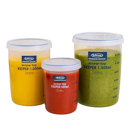 Set of 3, Lustroware Airtight Nestable Food Storage Containers with Lids, Reusable BPA Free Meal Prep Canisters with Measurement Marks, Pantry and Refrigerator Organization (17, 34, 50.7 oz) - size: 17/33.8/50.7 oz