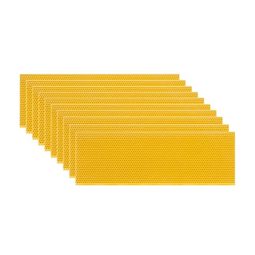 Honey Lake 10-Pack Medium Beehive Foundation Sheets for Langstroth Frames, Beeswax Coated Food-Grade Plastic, Honeycomb Pattern Beekeeping Foundation (Yellow) - color: 10-Medium-Yellow