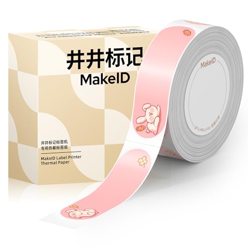 MakeID S1/S1 PRO Label Tape Rabbit, Thermal Paper Self-Adhesive Laminated Label Tape Replacement, 15 x 50 mm (0.59 x 1.97 Inch) 140 Tapes/Roll - color: Rabbit, size: 15mm*50mm
