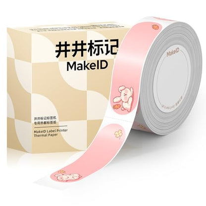 MakeID S1/S1 PRO Label Tape Rabbit, Thermal Paper Self-Adhesive Laminated Label Tape Replacement, 15 x 50 mm (0.59 x 1.97 Inch) 140 Tapes/Roll - color: Rabbit, size: 15mm*50mm