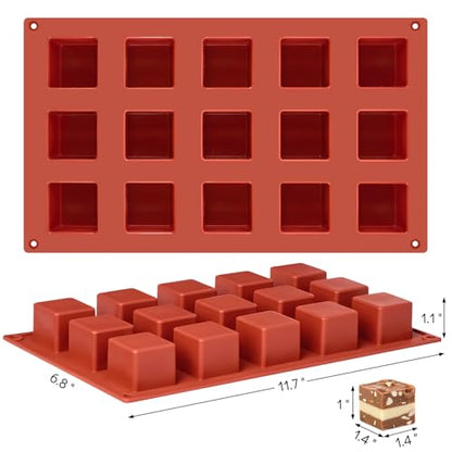 Puyeipt 2 Pack Square Silicone Molds, 1.4" x 1.4" x 1" Candy Chocolate Baking Molds for Cake, Candy, Jello, Truffle, Brownie, Soap, Ice Cream - style: 30 Cavities