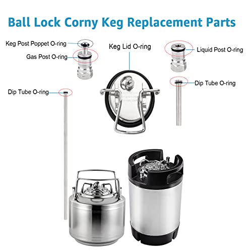 Homebrew Gasket Set, 35 PCS Corny Keg O Rings Ball Lock Keg O Rings Carbonation Lid Ball Lock Keg Post Poppet Dip Tube O-Ring Sealing Washers Corny Keg Rebuild Kit with O- Ring Removal Tool - size: 35pcs O-Rings + Removal Tool