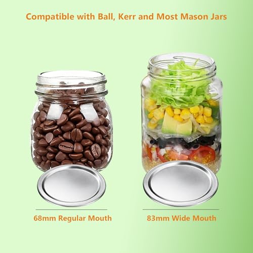 Zivif 20 Packs Mason Jar Metal Lids, 10 Wide Mouth (83mm) & 10 Regular Mouth (68mm), Leak-Proof Airtight Lids with Silicone Seal for Canning, Storage & Fermentation