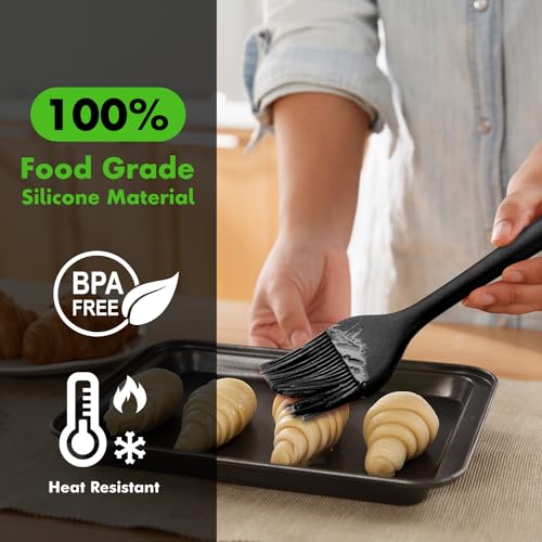HOTEC 600℉ Heat Resistasnt Basting Brushes, BPA Free Silicone Pastry Brush, Spread Oil Butter Sauce Marinades for BBQ Grill Barbecue Baking Kitchen Cooking Dishwasher Safe (Black 2) - color: Black 2