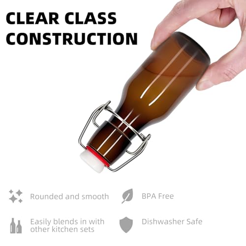 1Pc Amber Swing Top Brewing Bottles with Leak Proof Easy Caps, Glass Beer Bottle Flip Top Bottles For Kombucha, Kefir, Vanilla Extract, Beer (4oz Round)