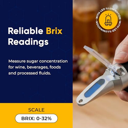 0–32% Brix Lighted Handheld Analog Refractometer with ATC, Durable LED Illuminated Brix Meter for Sugar Content, Juice and Syrup Testing, Fruit Vegetable Samples and Measurement - style: Analog Lighted