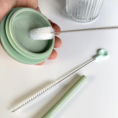 R&M 3-Pack Multi-Use Cleaning Brushes – 7” Long Reusable Bottle, Straw, and Narrow-Neck Brush Set – Gentle Nylon Bristles for Glass, Plastic, Silicone & Metal