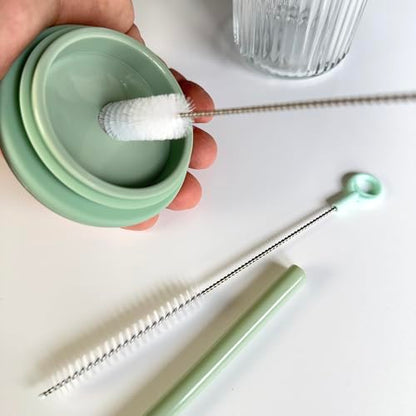 R&M 3-Pack Multi-Use Cleaning Brushes – 7” Long Reusable Bottle, Straw, and Narrow-Neck Brush Set – Gentle Nylon Bristles for Glass, Plastic, Silicone & Metal
