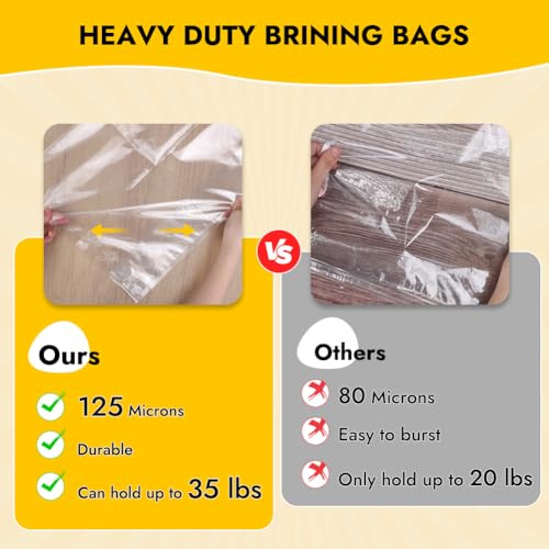 Large Brining Bags for Turkey | 26"×22" | Holds up to 35lbs | Double Zippers Seal | Heavy Duty Brine bags Thickened for Turkey & Meat | Thanksgiving & Holiday Feast Essential | 2 Pack - size: 2 Pack