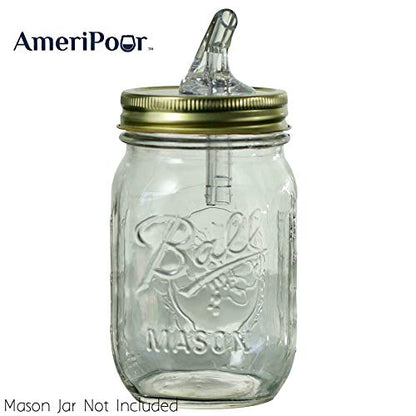 Mason Jar Pour Spouts - For Moonshine And Whiskey - Made 100% In The USA. Free Flow Mason Jar Spouts That Don't Leak - No Cracks, Just A Perfect Cocktail Pour Everytime. 2 Pack - size: Classic Regular Mouth No Flap