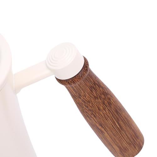 Pour Over Kettle with Thermometer, 304 Stainless Steel Drip Kettle 600ML, Long Spout Precise Control Wood Handle, for Home Coffee Tea Brewing Barista Use (White) - color: White