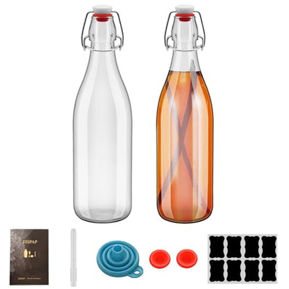 2Pcs 25oz Swing Top Glass Bottles 750ml, Flip Top Glass Bottle with Airtight Lid for Fermentation, Kombucha, Mead, Vanilla Extract, Coquito, Vinegar, Beer, Kefir, Wine, Soda, Juice, for Home Brewing