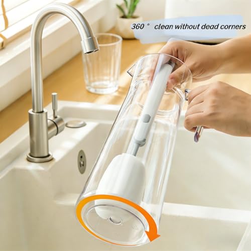 Bottle Brush Long Handle Cup Cleaner Brush Sponge Bottle Scrubber Detachable Handle Portable Sponge Cleaning Brush for Cups Wine Glasses Water Bottles Baby Bottles and Vacuum Flasks (Green) - color: Green