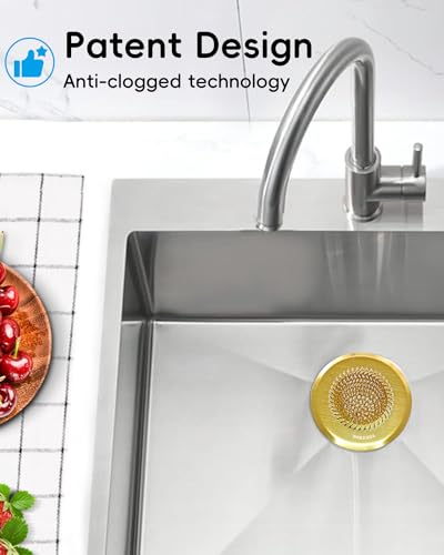 Wokdada Gold Sink Strainer, Reversible Mesh Sink Strainer with 304 Stainless Steel, Revolutionary Anti-Rust Kitchen Sink Drain Strainer Food Catcher for Garbage Disposal Without Clogging - color: Yellow