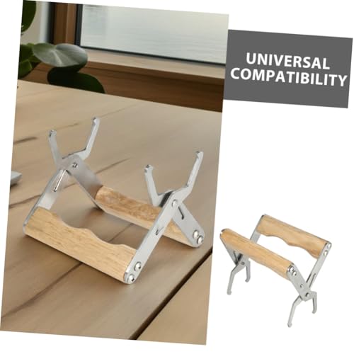 HOMSFOU 4pcs Stainless Steel Beehive Frame Holder Gripper Tools with Wooden Handle for Beekeeping Hive Frame Lifting and Inspection Equipment