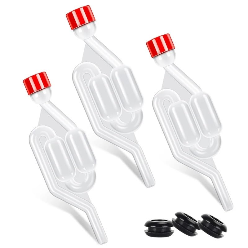 3 Pieces S-Shape Airlocks,Homebrew Bubble Airlock Carboys Stopper & Fermenter Seal Valve with Food Grade Grommets Wine Making(3 pack) - color: 3 pack