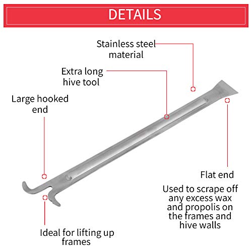 Hive Scraper Tool, Stainless Steel Extra Long Beehive Cleaning Scraper, Beekeeping Tool, Beekeeping Supplies Beekeeper Equipment Bee Hive Tool