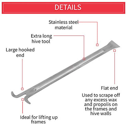Hive Scraper Tool, Stainless Steel Extra Long Beehive Cleaning Scraper, Beekeeping Tool, Beekeeping Supplies Beekeeper Equipment Bee Hive Tool