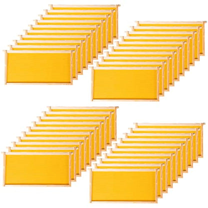 BeeCastle 40-Pack Beehive Frames Bee Hive Frame with Waxed Foundation Sheet Unassembled Beehive Frames, 9-1/8-Inch(Yellow) - size: 40-Pack
