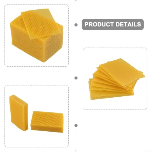 30 Pack Beeswax Foundation Sheets 5.24x3.54 Inch Natural for honeycomb Frames for Beehive Nesting Brood Rearing Deep Box Supplies