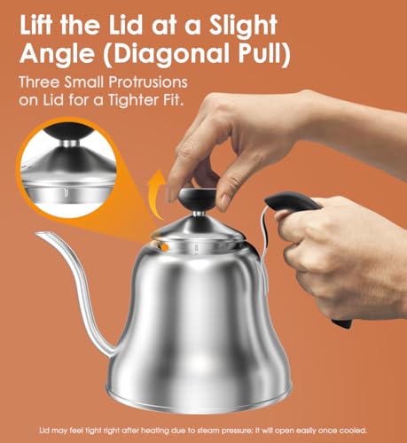 Gooseneck Kettle， Pour Over Coffee Tea Pot, Small 28oz, Brushed | Food Grade Stainless Steel, Precise Gooseneck Spout, for Camping, Home & Kitchen, Induction & Gas Applicable - style: Brushed Silver