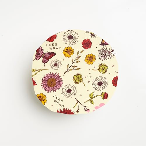 Bee's Wrap Vegan Beeswax Wraps for Food - 3 Pack of Assorted Beeswax Wraps - Small, Medium & Large Wrap - Plastic Free Made in USA Reusable Natural Food Wrap - Meadow Magic Print - style: Vegan Meadow Magic
