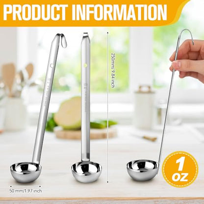 meekoo 1 Pieces Stainless Steel Ladle Soup Handle Ladle with Pouring Rim for Kitchen Cooking Soup Sauce (1 oz) - size: 1 oz