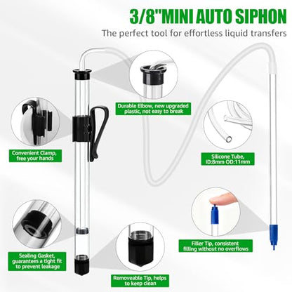 14” Auto Siphon with 12.9” Bottle Wand & 5.5FT Food-Grade Silicone, Beer Wine Siphon Racking Cane fit Liquid Transfer, Effortless Bottling Fermentation Mead HomeBrew Making