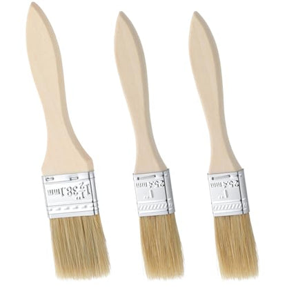 TIESOME 3 Pcs Natural Bristle Pastry Brush, Basting Brush for Baking, Cooking & Grilling, Wood Handle Sauce Brushes for Oil, Butter, Marinade (Wood, 6.89-7.48 Inch)
