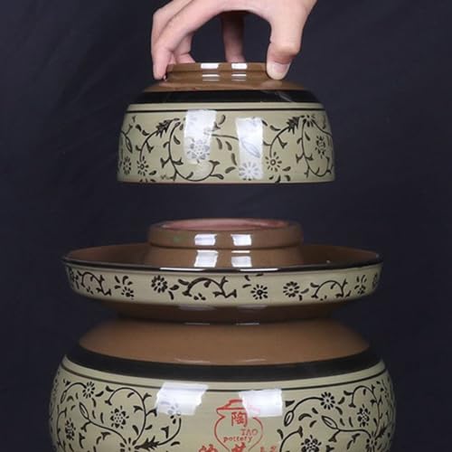 Large Ceramic Pickle Jar with Lids, Traditional Chinese Porcelain Pickle Jar,Ceramic Fermentation Crock with Water Seal Airlock Lid,Sauerkraut Crock for Pickling 2.5kg (2.5kg - size: 2.5kg