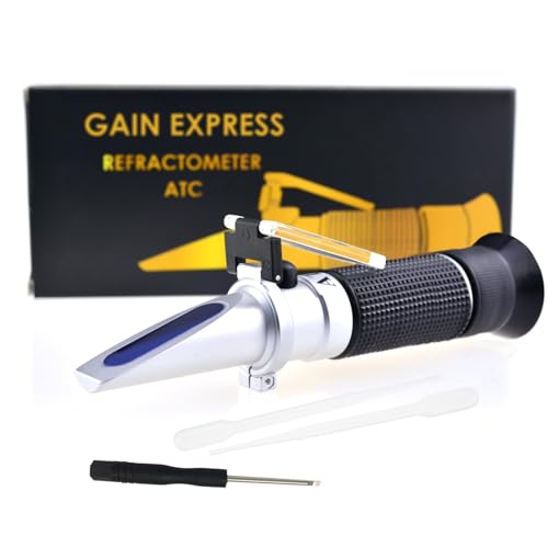 Dual Scale Optical Beer Refractometer Measures Brix & Wort Specific Gravity 0~32% Brix 1.000-1.130 SG with ATC for Brewing, Juices, Alcohol Content Analysis