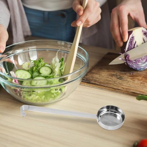 GALPADA Stainless Steel Pizza Sauce Spoon Flat Bottom Ladle for Kitchen Cooking Spoodle Spreader Scoop Serving Utensils Ramen Dumplings Soup Spreading Metallic Silver Restaurant Accessory 10.5 inches