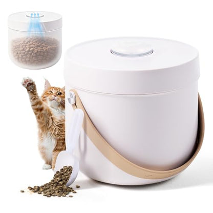 smartoo Vacuum Cat Dog Food Storage Container 5 lb/5.3 Qt, Airtight Dry Dog & Cat Food Bin with One-Button Vacuum Sealing, Magnetic Scoop Incl., BPA-Free, Durable Storage with Rechargeable Battery
