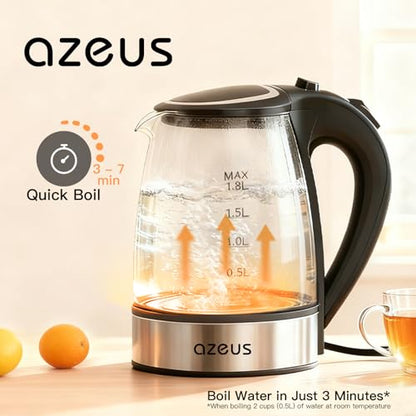 AZEUS Electric Kettle 1500W Tea Kettle, 1.8L Large Capacity with Auto Shut-Off and Boil-Dry Protection, BPA-Free - size: 1.9 Quarts