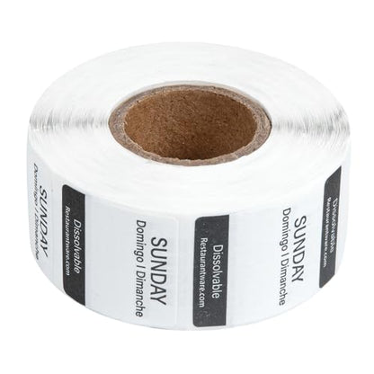 Restaurantware RW Smart 1 Inch x 1 Inch Food Rotation Labels 3500 Dissolvable Food Safety Labels - Premium Trilingual Paper Day Of The Week Labels For Food Storage Or Prep Weekly - style: 7-Day