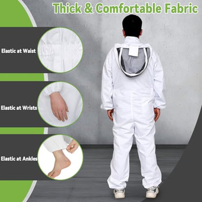 Professional Bee Suit for Men Women, Beekeeping Suit Beekeeper Suit with Glove &Ventilated Hood, Multi-Size Bee Outfit for Backyard and Bee Keeper for Bee Keeper Catcher Christmas Costume - size: Lightweight XXL