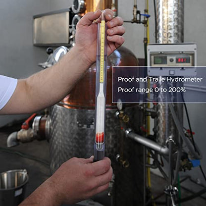 Hydrometer Alcohol Meter Test Kit 0-200 Proof Digital Hydrometer Alcohol with 1 Glass Cylinder, 1 Brush and 2 Airlock for Proofing Distilled Content Tester