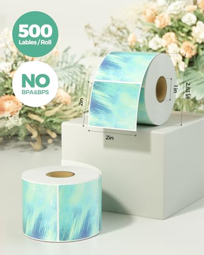 MUNBYN 2 Inch Round Green Thermal Labels, Self-Adhesive Stickers for Baking, Candle, and Food, Compatible with Thermal Printers, 500 Labels/1 Roll - color: Green, size: 2"