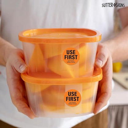 1000 Labels Use First Stickers for Food Service, 1.5-inch Wide, Orange by Sutter Signs - color: Orange