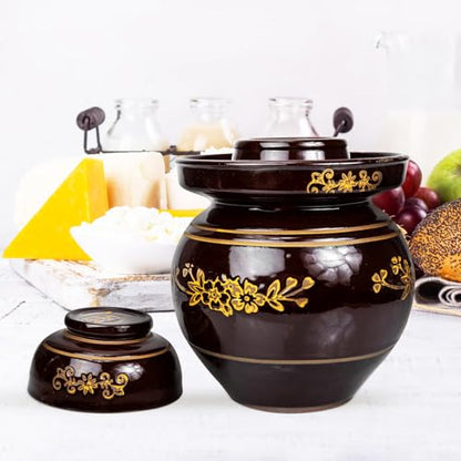 Ceramic Sauerkraut Jar 5.5lb Thickened Pickle Storage Crock with Sealed Lid for Kimchi Fermentation Traditional Household Food Container Random Color