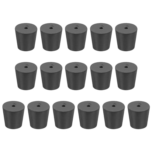 MECCANIXITY Rubber Tapered Plug 20mm to 26mm Solid Test Tubes Bungs Stopper with Hole Black for Lab Home 16 Pieces - size: 20mm-26mm