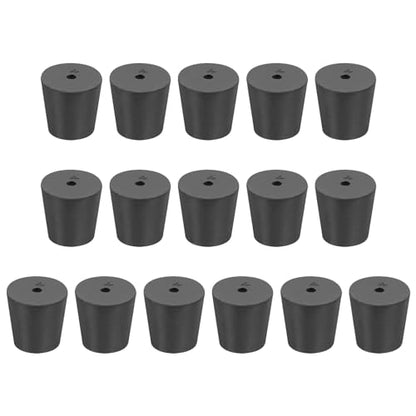 MECCANIXITY Rubber Tapered Plug 20mm to 26mm Solid Test Tubes Bungs Stopper with Hole Black for Lab Home 16 Pieces - size: 20mm-26mm