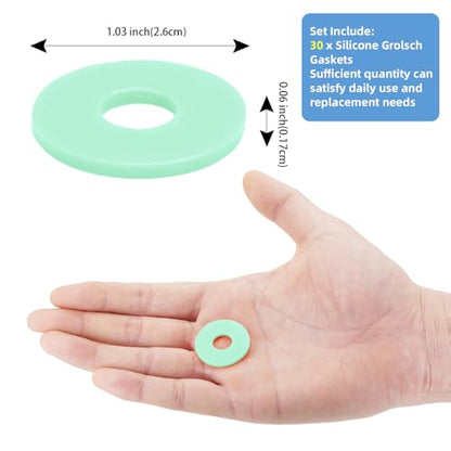 30Pcs Dopamine color Silicone Gaskets Washers Seals for Cap Swing Flip Top Bottle for Home Brew Beer Soda Bottle Sealing(flat,no cover) (Mint Green) - color: Mint Green