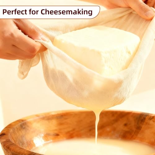 6-Pack Cheesecloth 20x20" Grade 100-100% Unbleached Cotton (Food-Grade), Fine Filtration for Silky Nut Milk & Safe Cheese Making, Reinforced Edges No Lint