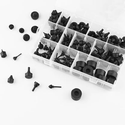 Automotive Rubber Bumper Assortment - Black Rubber Bumper Stopper, Compatible with Most Car Models - 12 Sizes