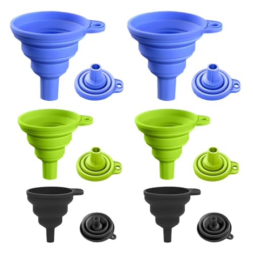 Kitchen Funnel Set, 2025 New Food Grade Silicone Collapsible Funnel Funnels for Kitchen Use Filling Bottles, Food Funnel for Filling Bottles and Water or Powder Transfer 3 Sizes (Color B) - color: Color B