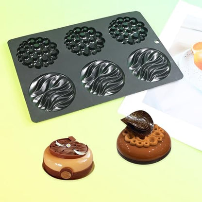 Silicone Mold, 6-Cavity Chocolate Mousse Cake Molds, Baking Mould for Desserts, Pastry, Candy, Non-Stick Food Grade Silicone Baking Pan (C_ Round) - size: C_ Round